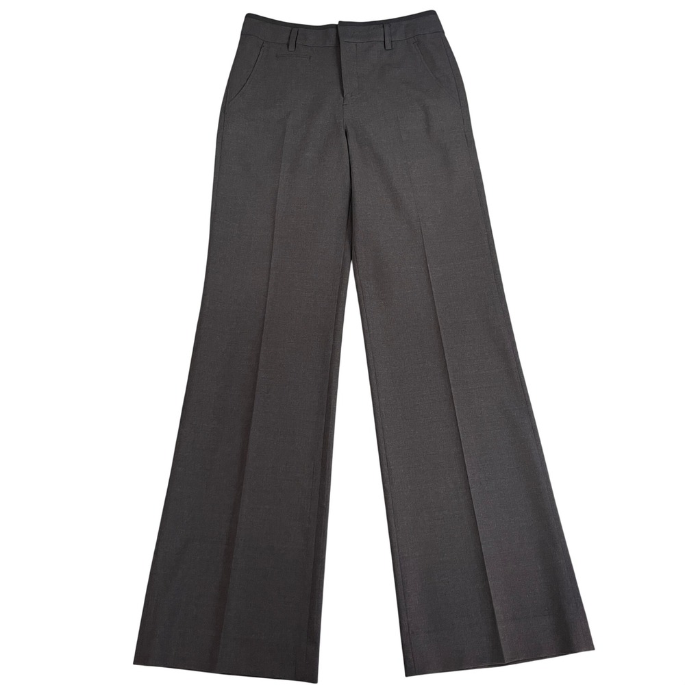 Vince High Rise Straight Leg Virgin Wool Blend‎ Tailored Trouser Women 6 Gray